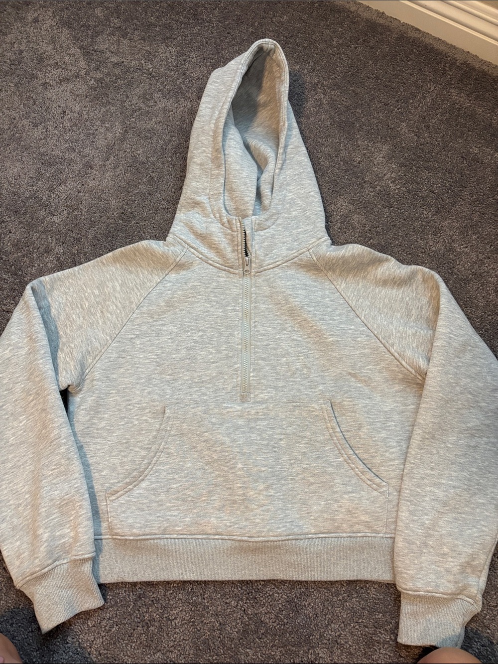 Cozy Light Gray Half-Zip Hoodie